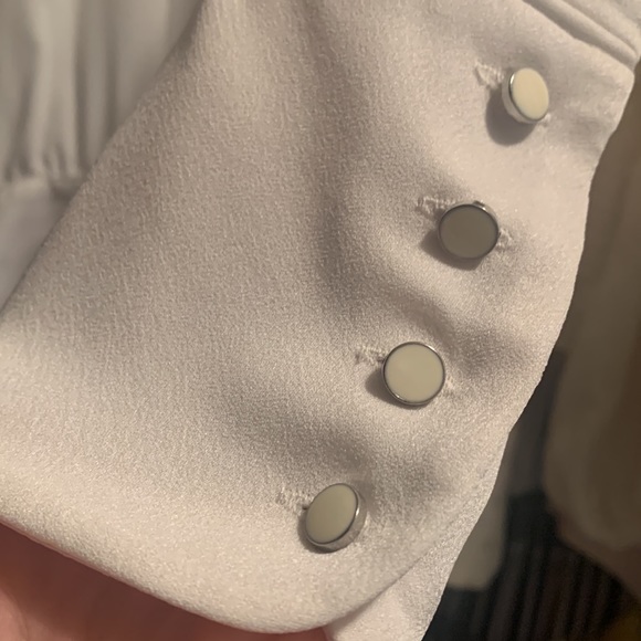 $298 NWT BCBGMAXAZRIA EMBELLISHED LONG SLEEVE FAUX WRAP BODYSUIT GARDENIA SZ 06 - Picture 11 of 17